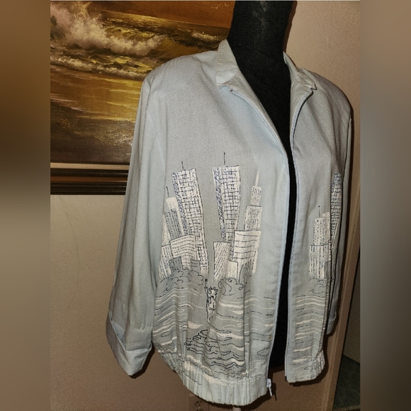 Vintage 1980s City Scape Jacket by Sweet P - Picture 2 of 15